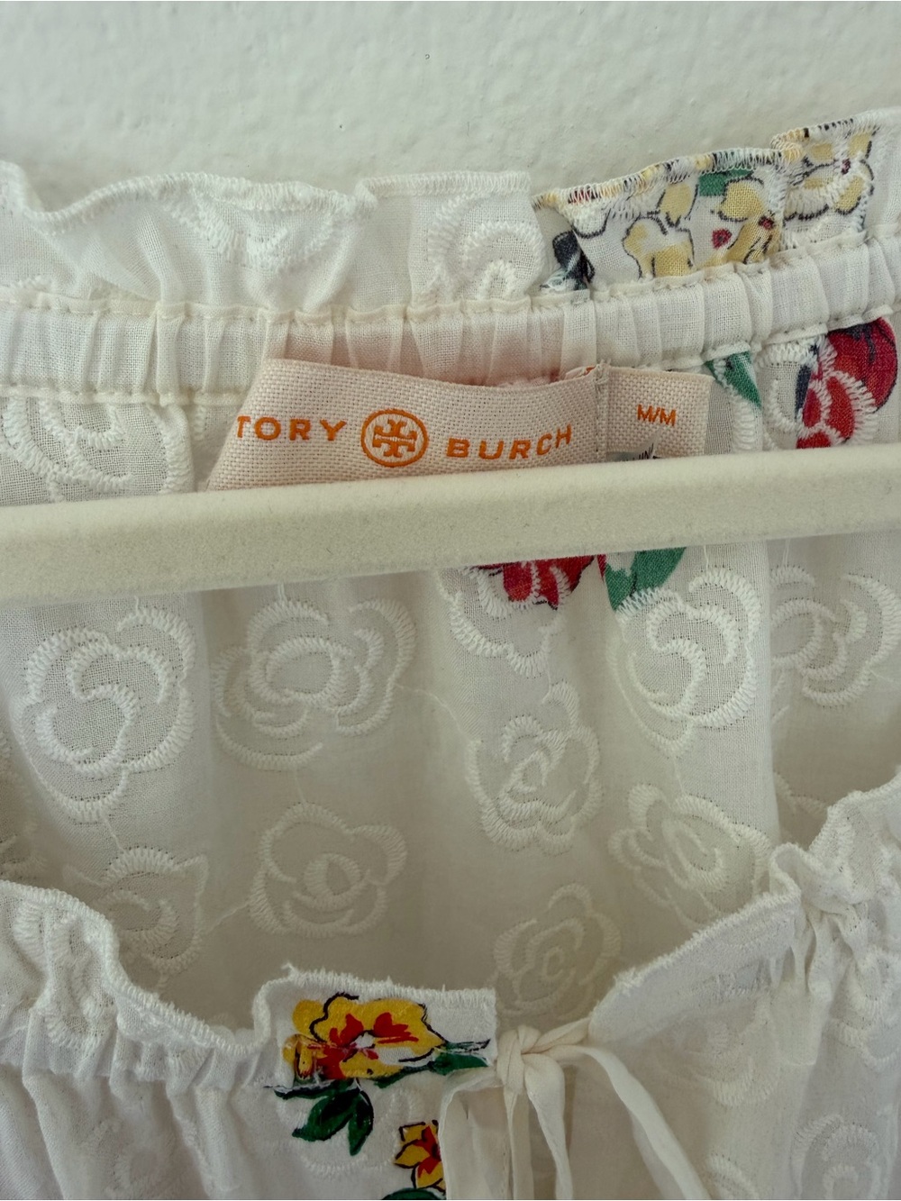 Tory Burch Embroidered Floral Beach Dress Cover-Up 100% Cotton Size Medium - Picture 5 of 11